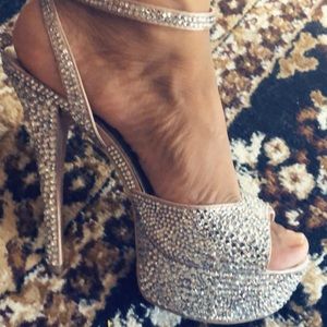 Crystal studded high heels